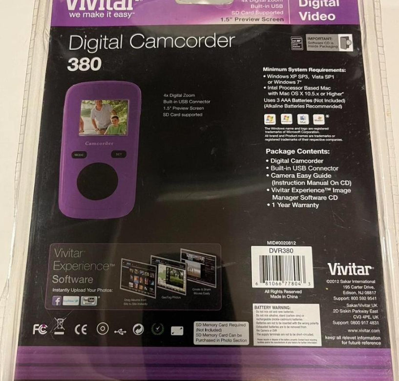 Purple Vivitar DVR 380